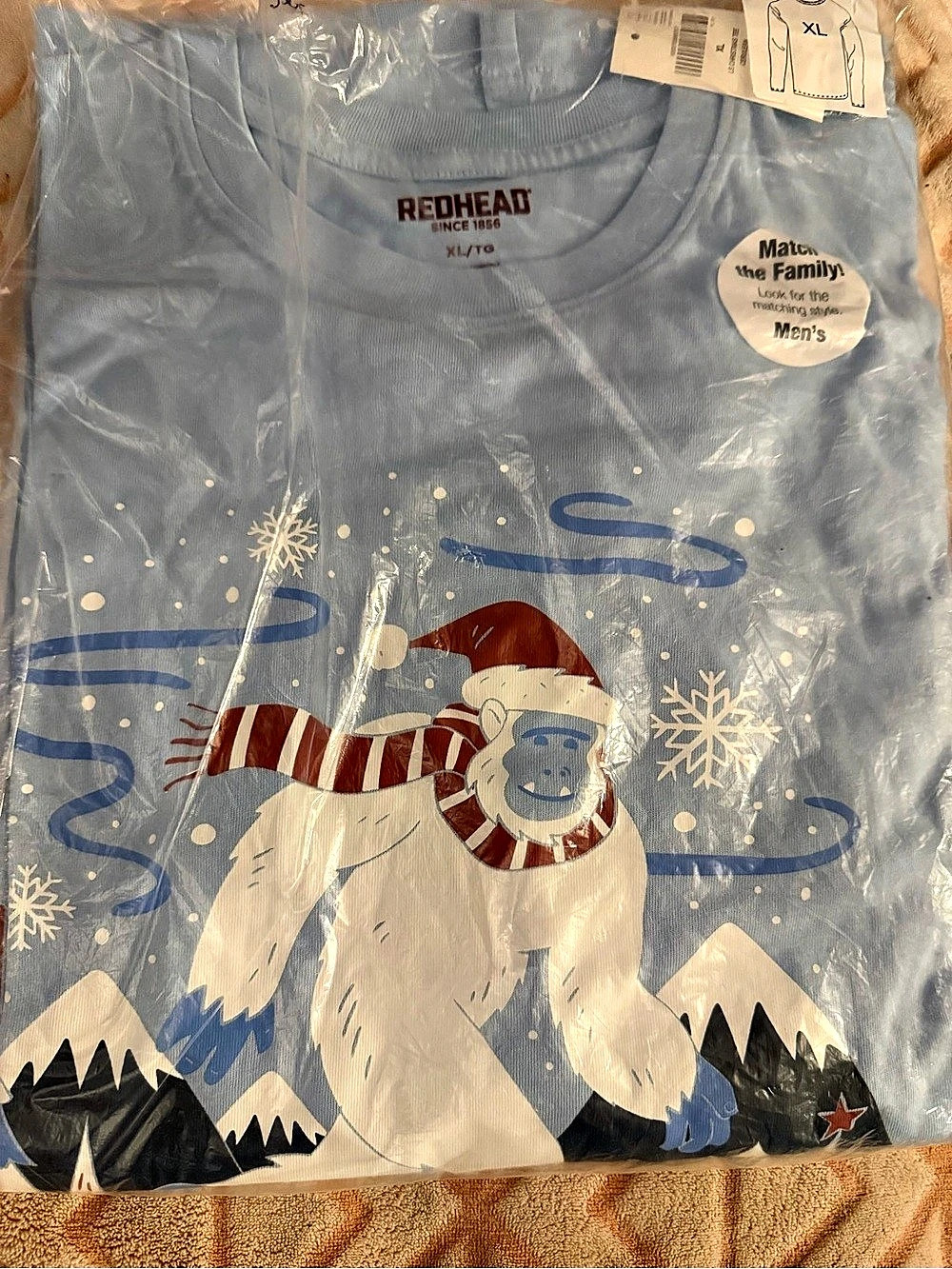 RedHead Matching Family Holiday Graphic T-Shirt Tee Blue & White XL